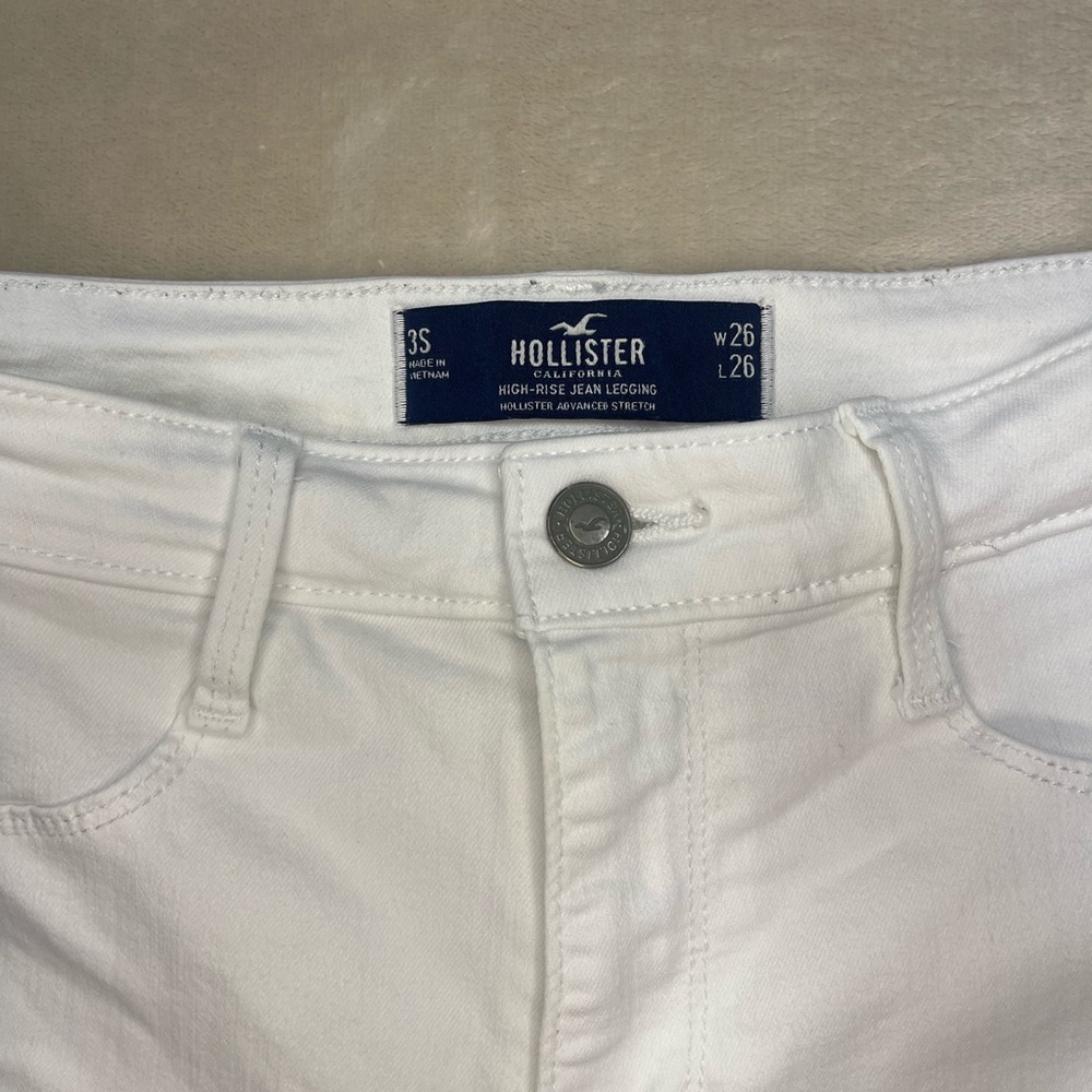 Hollister White High-Rise Jean Leggings Women’s Size W26 L26 Stretch Skinny - Picture 2 of 6